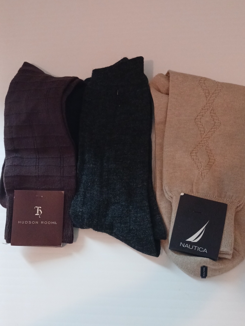 Hudson Room, Wool, and Nautica Men’s Dress Socks - Brown, Charcoal, Tan